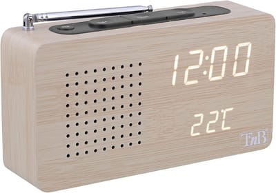 Digitale Radiowekker - Hout - Bekabeld - Met FM-radio en Temperatuurweergave - Voor Volwassenen en Kinderen