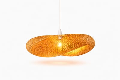Bamboe Hanglamp – Golfvorm – Japandi – Ø49 cm – Handgemaakt – Warm Sfeervol Licht – Incl. Pendel