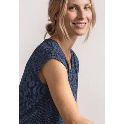 Shirt met afhangende schouders en elastische zoom