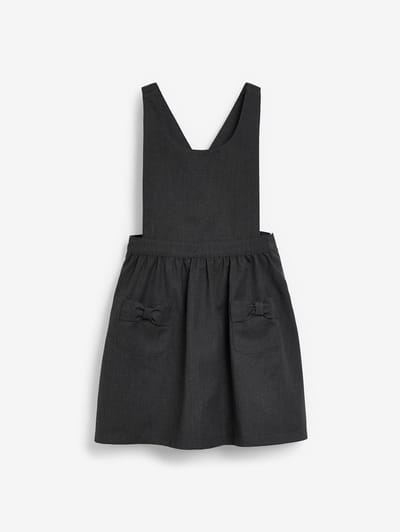 Next - Meisjes - Pinafore schooljurk met strik en details op de zak - Grijs