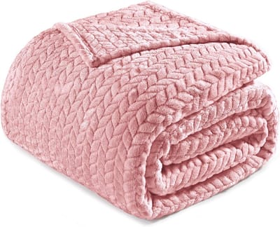Koninklijke Flanellen Fleece Deken - 230x230 cm - Zacht Jacquard Patrón - Roze