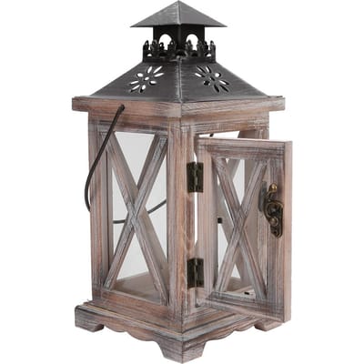Retro Houten Kandelaar Kaarsenhouder Ambachtelijk Cadeau Huis Bureau Ornament Decoratie28 x 12.5 x 12.5cm gray