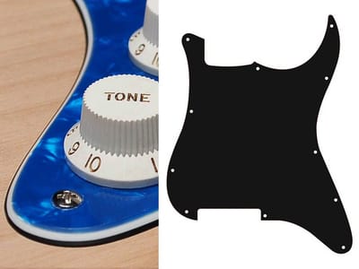 Boston ST-300-PBU pickguard, Stallion, no holes (only screw holes), 3 ply, pearl blue