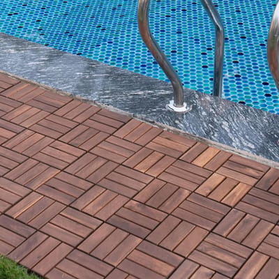 Terrastegels Hout - Houten Tegels Balkon - Buitenruimte Aankleden - Eenvoudig Kliksysteem - 10 stuks 30x30 cm - Bruin