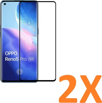 Volledige dekking Screenprotector Glas - Tempered Glass Screen Protector Geschikt voor: Oppo Reno 5 pro -  - 2x