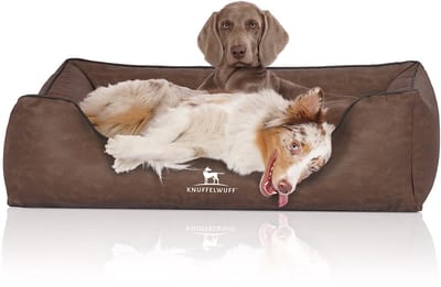 Knuffelwuff Hondenbed Scottsdale van kunstleer XL 105 x 75cm bruin