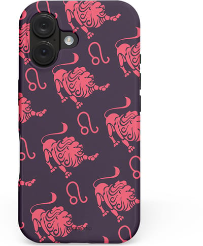 Casetastic hoesje geschikt voor Apple iPhone 16 - MagSafe - Dubbellaagse bescherming - Zodiak leeuw - Fashion Case - Donkergrijs Koraal