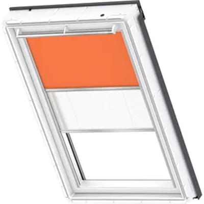 Velux Verduisterend Rolgordijn Dfd C02 4564s - Manueel - Oranje En Wit