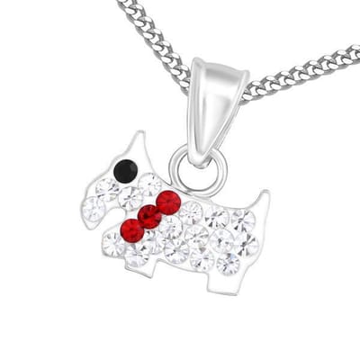 Amanto Kids Ketting Charissa - 925 Zilver E-Coating - Hondje - 12x9mm - 38cm