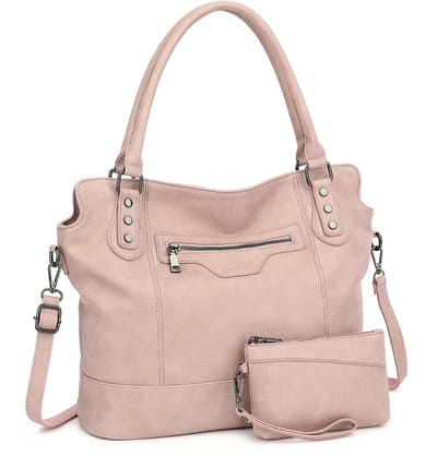 TAN.TOMI - Dames Handtassen set met Portemonnee - Schoudertas - Grote Shopper - Tweedelige - Roze - Valentijn cadeautje voor haar