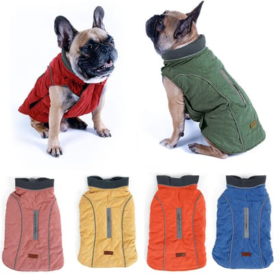 Veste d'hiver pour chien Rembourrée Réfléchissante Chaude Matelassée Extérieure Gilet pour animal de compagnie Small orange