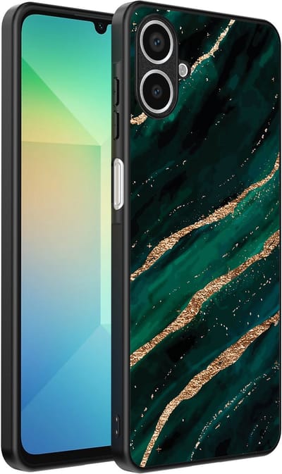 Smartphonica Telefoonhoesje Geschikt voor Samsung Galaxy A06 met marmer opdruk - TPU backcover case marble design - Groen Goud geschikt voor Samsung Galaxy A06