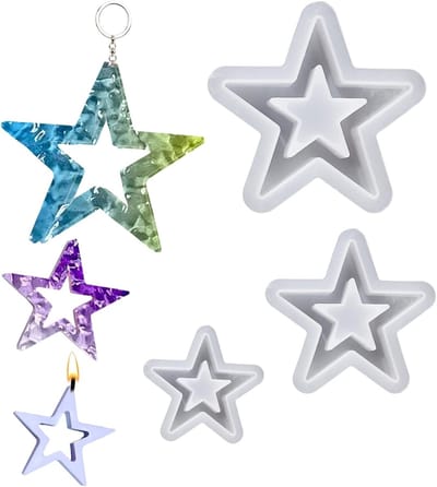 Set van 3 Stervormige Siliconen Mallen voor Kerst, DIY Kaarsen Gieten, Creatieve Mallen voor Decoratie