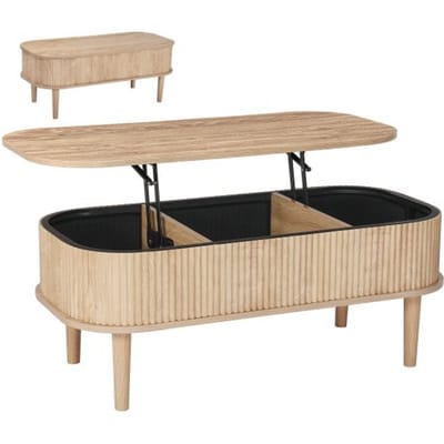 VEVOR in hoogte verstelbare salontafel 1000x480x405-545 mm, woonkamertafel met opbergruimte, uitschuifbare salontafel in mid-century stijl, gemaakt van MDF, tafel met opklapbaar blad voor thuis en op kantoor, natuurlijk hout