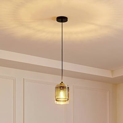 Lucande - hanglamp - 1licht - Glas, ijzer - H: 20.5 cm - E27 - antraciet, goud