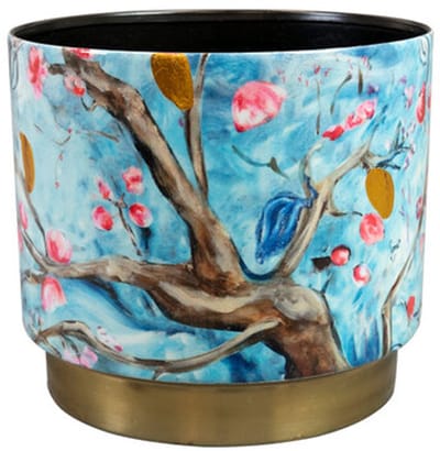 Ter Steege Bloempot "Blossom Blue" Metaal Blauw-Multicolour D 14 cm H 13 cm