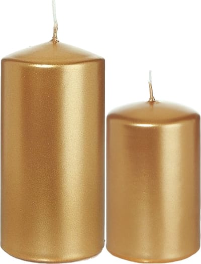Trend Candles - Cilinder Stompkaarsen set 4x stuks goud 8 en 12 cm