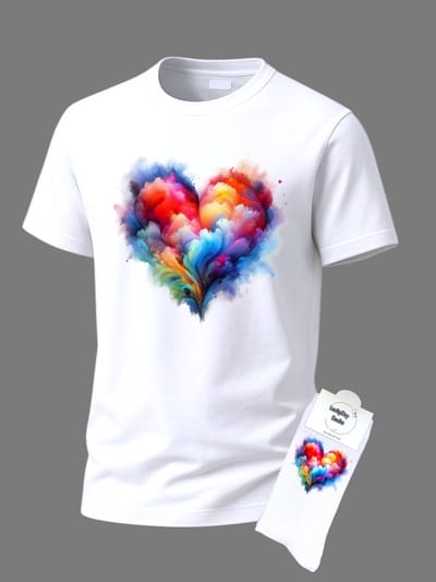 Valentijnscadeau - Valentijn cadeau - Love - Giftset - Hart - Shirt - T-shirt Liefde - Cadeau set shirt met sokken - Grappig cadeau voor vrouw en man - Valentijnsdag - T-shirt voor dames en heren met tekst - Maat S