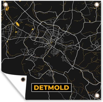 Tuin poster Detmold – Stadskaart – Gold – Plattegrond – Stadskaart – Kaart - Duitsland - 200x200 cm - Tuindoek