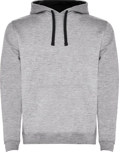 Roly Men´s Urban Hooded Sweatshirt RY1067 - Heather Grey 58/Black 02 - L