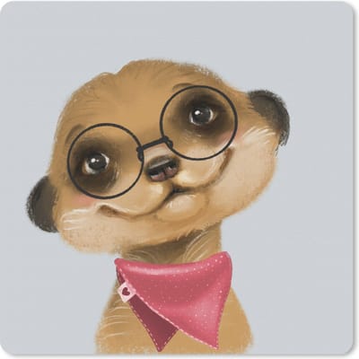 Muismat 20x20 cm - Mousepad Stokstaartje - Roze - Kinderen - Muismatten