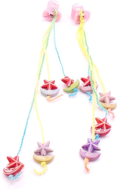 Festival/Ibiza haarklemmetje met hanger maantjes+sterretjes