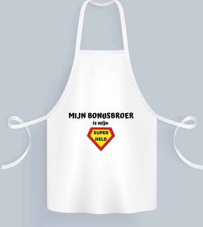 Akyol - mijn bonusbroer is mijn superheld Keukenschort - Broer - super bonusbroer - verjaardag - cadeautje voor broer - broer artikelen - kado - geschenk - 82 bij 71 cm