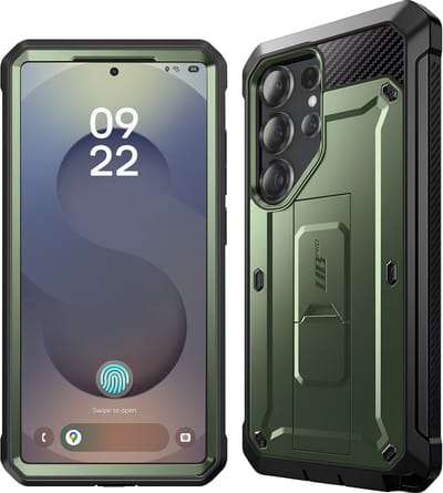 SUPCASE Unicorn Beetle Pro Hoesje Geschikt voor Samsung Galaxy S25 Ultra - Stofdichte Case met Ingebouwde Screenprotector - Full Protect valbescherming - Met Holster en Kickstand Groen