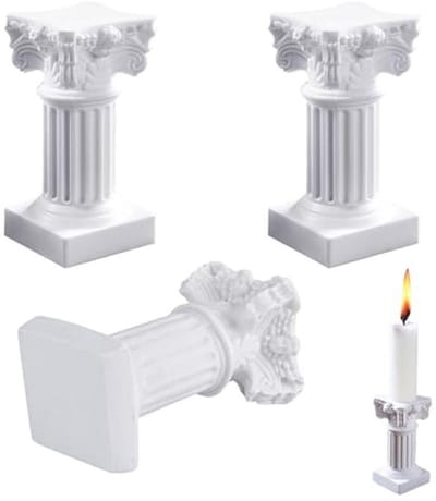 Decoratieve Romeinse Zuilen Set van 3 - Weisse Hars Sculpturen voor Huisdecoratie