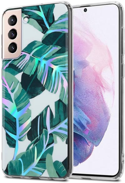 Cadorabo Hoesje geschikt voor Samsung Galaxy S21 PLUS in BANANEN BLADEREN - Beschermhoes gemaakt van TPU siliconen Case Cover met bloemenmotief