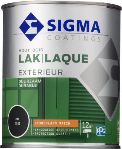 Sigma Coatings Houtlak Exterieur - Zijdeglans - Zwartgrijs Ral 7021 - 750ml