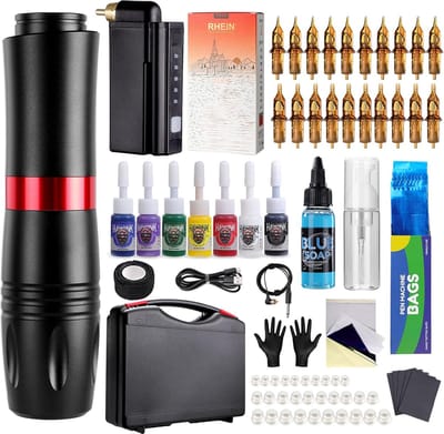 Draadloze Tattoo Machine met Cartridge Systeem - Professionele Tattoo Pen voor Kunstenaars - Precisie en Betrouwbaarheid voor Verbluffende Tatoeages - Inclusief Accessoires