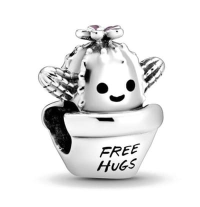 Fler® | 925 Sterling Zilver Bedel | Free Hugs Cactus | Past op populaire bedel armbanden (standaard - 3mm) | armbandbedel | Bedels | Kerstcadeau | Sinterklaas geschenk | Valentijnsdag cadeau