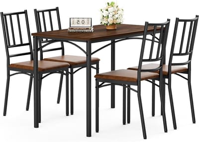 Eettafelset met stoelen - Keukentafel set - Gezellig tafelen - Ruimtebesparend ontwerp - 110 x 60 cm - Walnoot