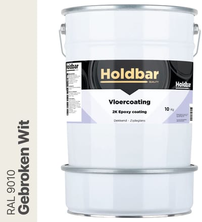 Holdbar Vloercoating Gebroken Wit (RAL 9010) 10 kg - Vloerverf - Alle kleuren - Voor Binnen en Buiten - Slijtvast - UV-bestendig - Gemakkelijk te reinigen - 2 Componenten Verf