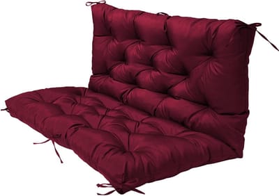 Bankkussen - Zitkussen Buiten - Comfortabel Zitten - Waterdicht & Antislip - 120x100x10 cm - Donkerrood