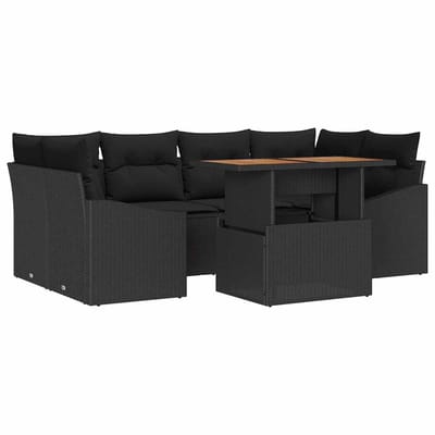 vidaXL - Tuinbank - Set - 7 - st - Zwart - en - Bruin