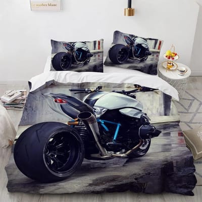 Motorrijder Koning Koningin Dekbedovertrek 3D Motorcross Extreme Sport Beddengoedset voor Tieners Volwassenen Man Jeugd Crossmotor Dekbedovertrek AU Single 140x210cm