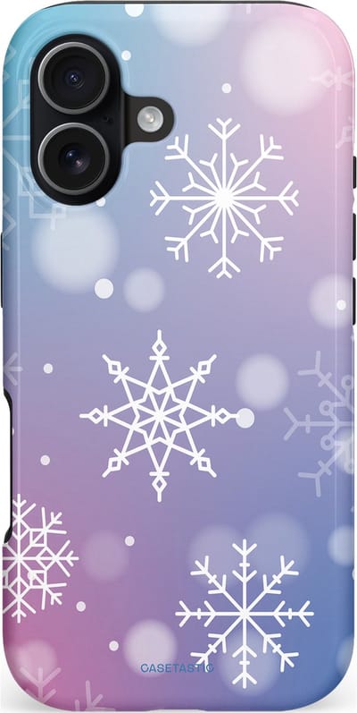 Casetastic hoesje geschikt voor Apple iPhone 17 - MagSafe - Dubbellaagse bescherming - Snowy Winter Gloed - Fashion Case - Lila Lichtgrijs Lichtblauw Lichtroze
