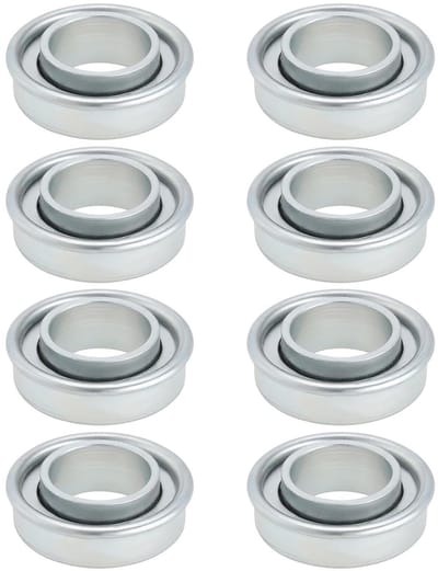 Dailygoods- Wiellagers 8 Stuks - Heavy Duty Trolley - Buitendiameter 35mm - Binnendiameter 20mm - Hoogte 12mm - Zilver Ijzer - Lager
