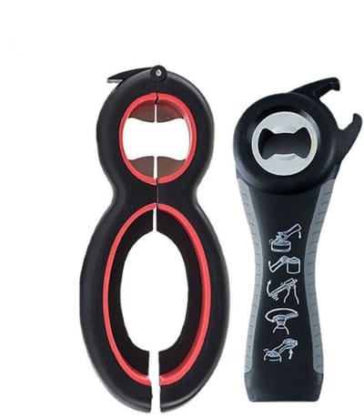 Set Multifunctionele Openers 6-in-1 en 5-in-1 - Bierflesopener - Blikopener - Potopener - Alles Opener - Geschikt voor conservenblikken, Glazenpotten, Gesealde Zakken, Drankblikjes, Pet Flessen, Blisters Wijnflessen, Schroefdoppen