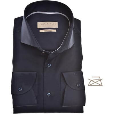 John Miller Overhemd Uni Twill Cutaway Tailored Fit Donker Blauw / male