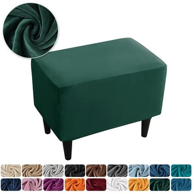 Voetenbankhoes Elastisch Zilvervos Velours Tijger Krukhoes Bijpassende Voetenbankhoes Stofdichte Hoes 55*35*20CM donkergroene kleur