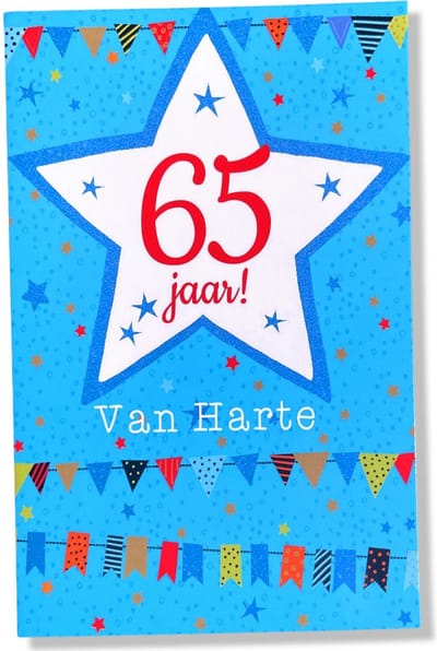 Hoera 65 Jaar! Luxe verjaardagskaart - 12x17cm - Gevouwen Wenskaart inclusief envelop - Leeftijdkaart