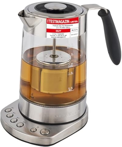 Glazen waterkoker 1,7 liter | 3000W | Theefunctie | Warmhoudfunctie | Temperatuurinstelling 70°-100° | Glazen/RVS