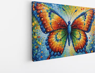 Saammp Canvas Schilderij - Kleurrijke Vlinder - Abstract - Dieren - 30x20 - Foto op canvas - Wanddecoratie - muurdecoratie Woonkamer - Slaapkamer decoratie - Canvas Print