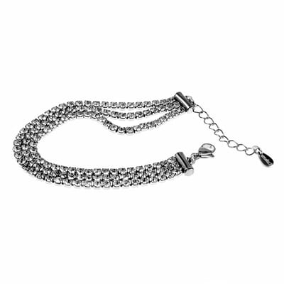 Drielaagse Armband Dames - Roestvrij Staal - Armband met Zirkonia - Verstelbaar