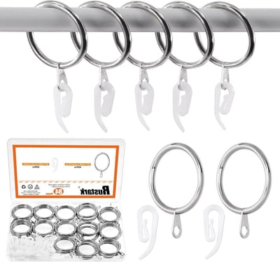 Set van 84 sterke 30MM zilveren gordijnringen met plastic haken voor ramen en badkamers, ideaal voor gordijnen en raambekleding