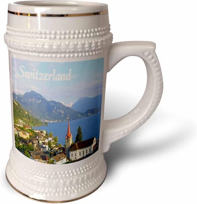 Keramische Mok - Reismok Souvenir - Genieten van Drankjes - Fraai Landschap Design - 624 g - Wit