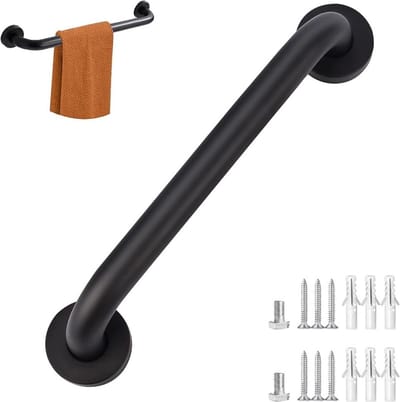 Wandbeugel - Extra Grip - Handgreep / Wandgreep Voor Badkamer / Douche / Toilet - 40 Cm - Toiletbeugel - Badgreep - Douchegreep - Non-Slip Grab Bar - Badkamer Handvat - Badkamer - Trap - Volledige Installatieaccessoires - Mat Zwart